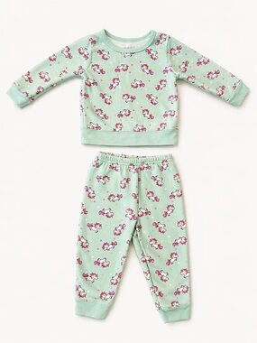 Garanimals Unicorn Fleece Pajama Set 12M Toddler Girls Mint Cozy Lounge Set